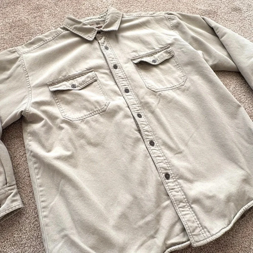 Levi's Men XL Canvas Fleece Lined Shirt Jacket Tan Beige Plaid Heavyweight Layer - Picture 2 of 13